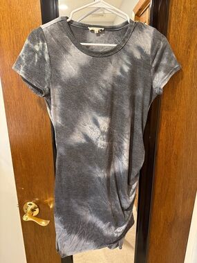 Tie-Dye Grey Short Sleeve T-Shirt Dress